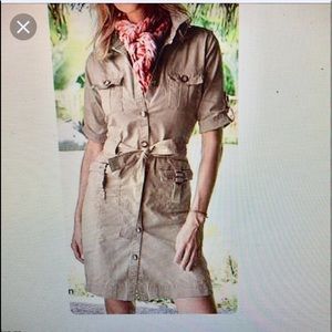 Eddie Bauer Khaki safari dress, size M (EUC)